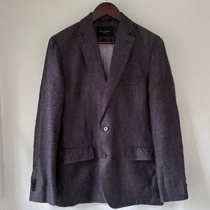 Banana Republic Tailored Fit Linen Blazer Charcoal Gray Herringbone 38S